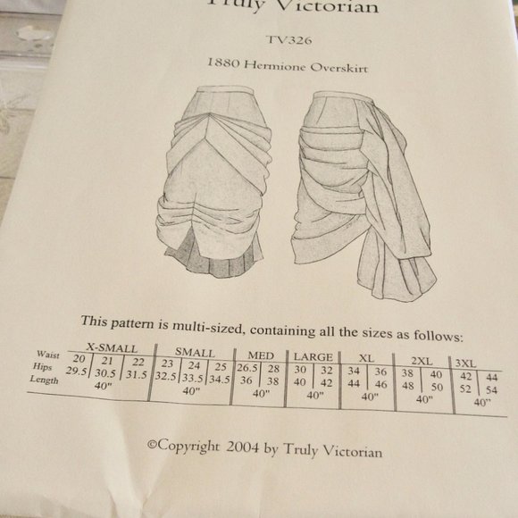 Truly Victorian 1880 Hermione Overskirt Pattern TV326 West Reenactment Costume - Picture 6 of 6